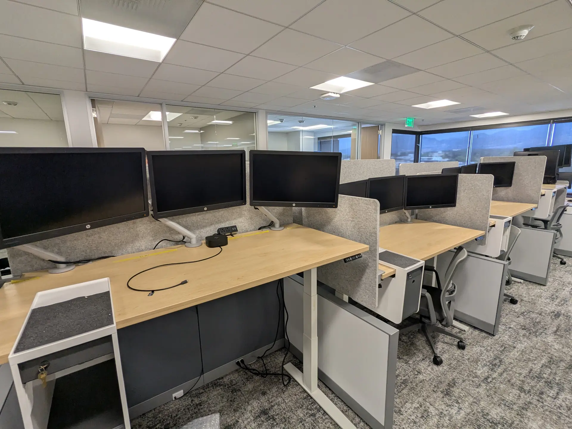 Office workstations prepared for an IT relocation