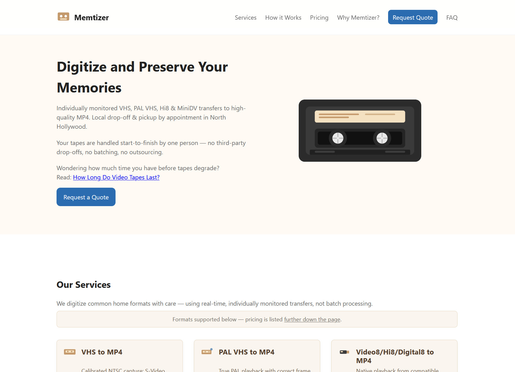 Memtizer website homepage